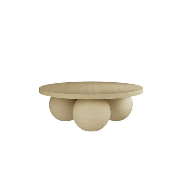 Wyld Haus Templemore Abstract Modern Round Cream Concrete Coffee Table