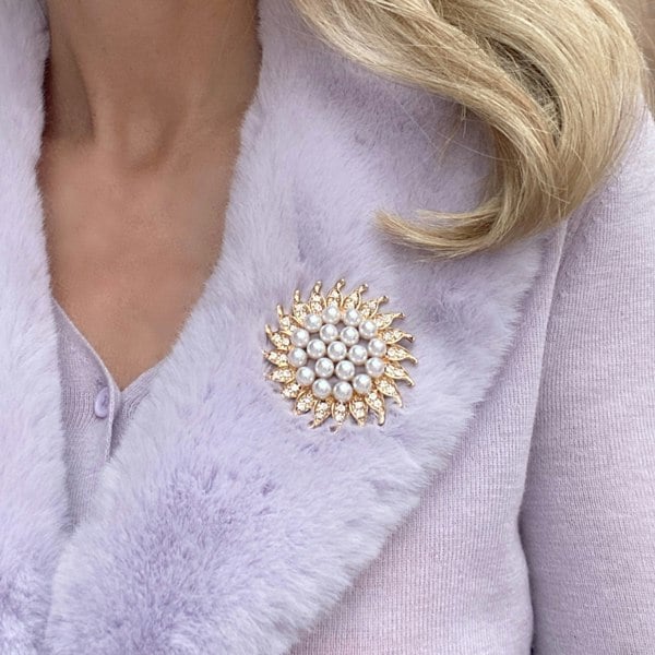 sunflower brooch gold pearl brooch pin on scarf