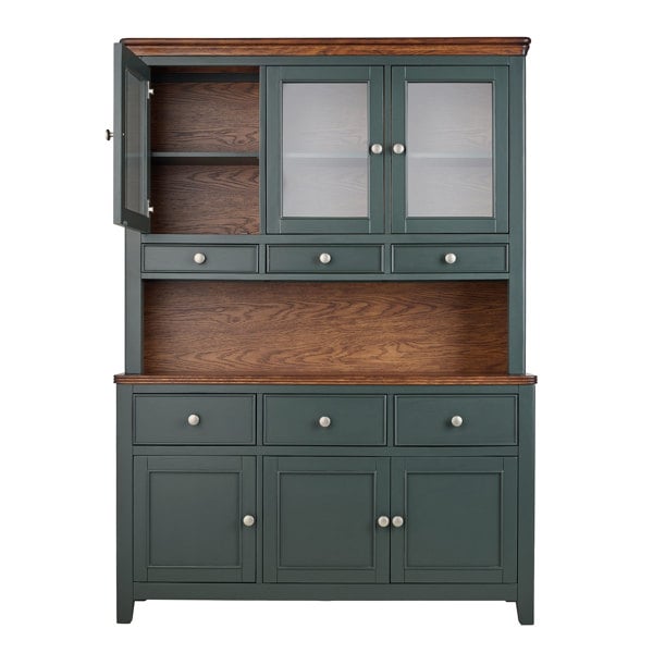 Statement Furniture Queensbury Large Triple Dresser, Three Door Display Cabinet with Oak Top