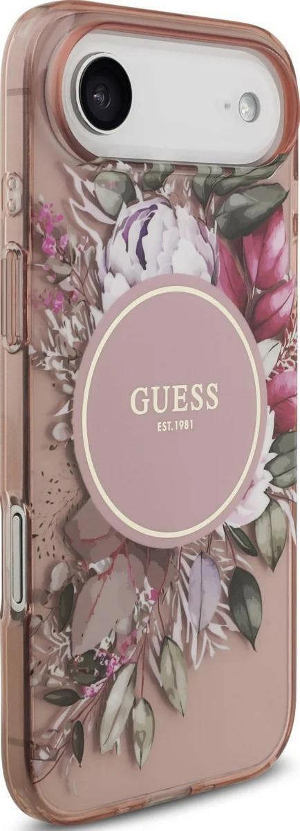 Guess IML Flowers Strap Case with MagSafe for iPhone 17 Air 6.5" Pink - GUHMP17MHFWBRCESP