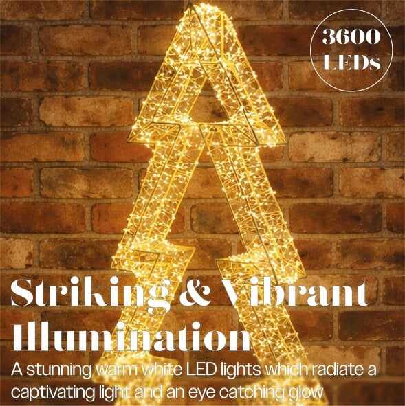 Scotts of Stow Xmas Haus Gold Metal Tree with 3600 Micro LED Lights Outdoor Decoration with Timer