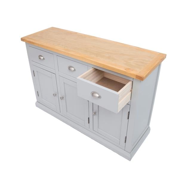 Loreo Light Grey 3 Drawer 3 Door Sideboard Chrome Cup Handle