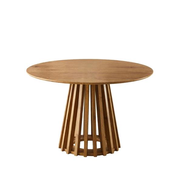 Outdoor Living Kayci Round Oak Dining Table with 4 Charlotte Velvet Chairs