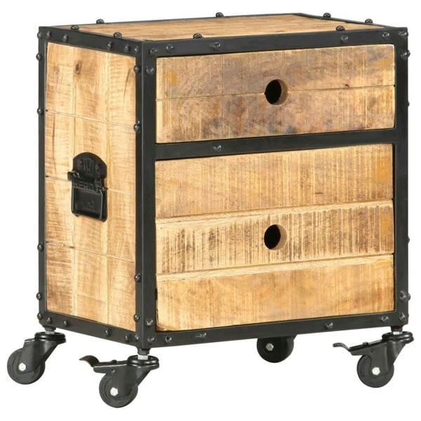 Berkfield Bedside Cabinet 40x30x50 cm Rough Mango Wood