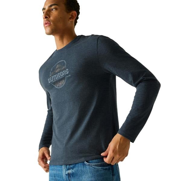 Regatta Mens Maylow Outdoors Long-Sleeved T-Shirt - Navy - 