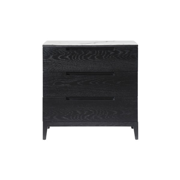 Orchid 3 Drawer Chest - Wenge (Black Stained Oak) / Marble 