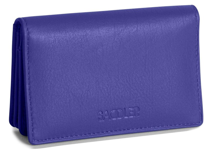 SADDLER JESSICA Leather Credit Card Holder with RFID Protection - 2 Sections and ID Window - Ultra Violet