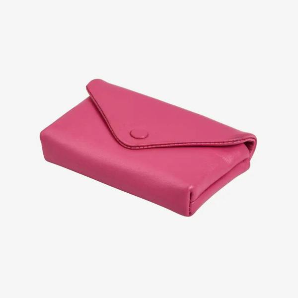 Miami leather small envelope coin purse in pink real leather