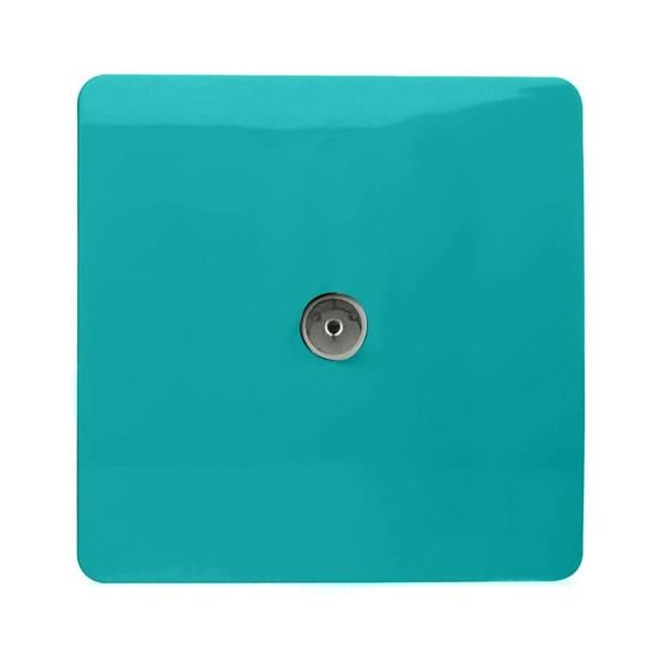 Trendi Switch 1 Gang Female Co-Axial Television Socket in Bright Teal