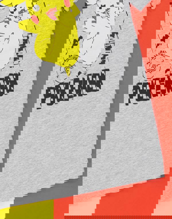 Pokemon Boys Grey Pikachu Short Sleeved T-Shirt