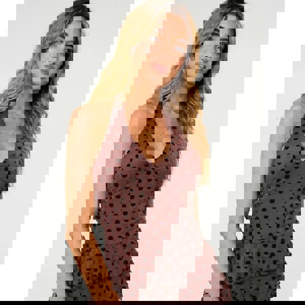 Pink Vanilla Polka Dot Flock Halter Neck Dress With Shorts