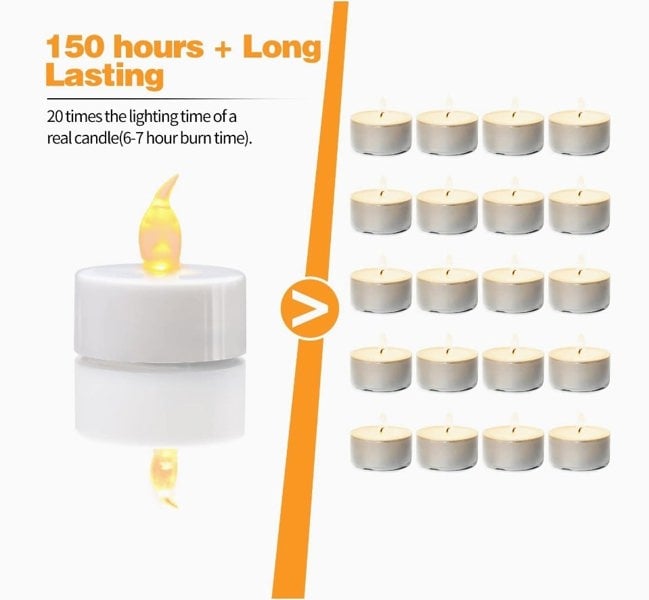 Lighting Legends Warm White Flameless Flickering LED Tealight Candles