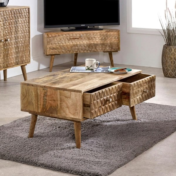 IH Design Zenon Light Mango Wood Corner TV Stand