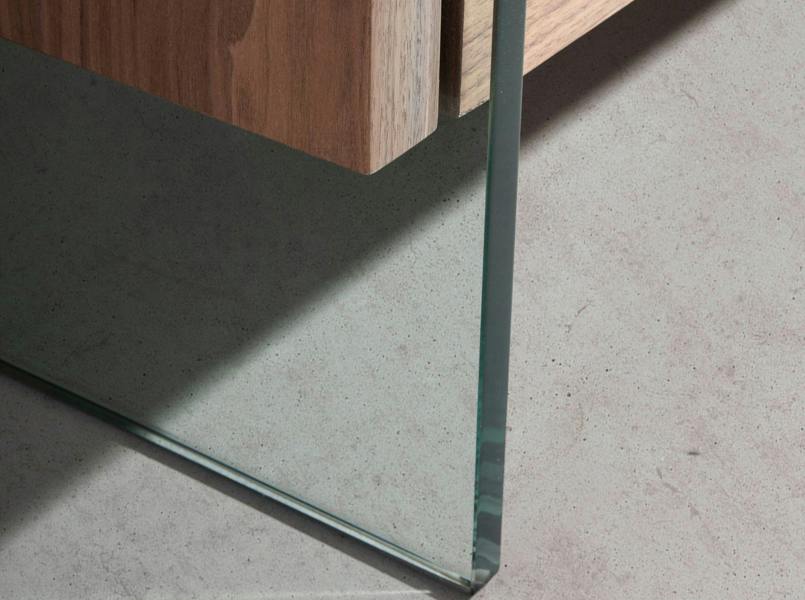 Angel Cerdá Walnut and tempered glass sideboard 3057