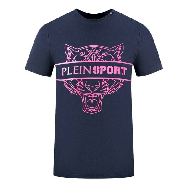 Plein Sport Tigerhead Bold Logo T-Shirt - Navy Blue