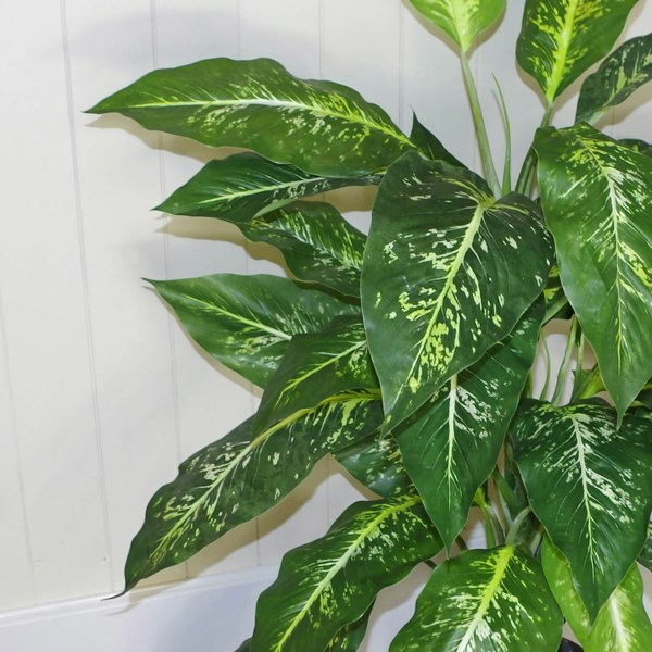 Leaf 100cm Large Fox's Aglaonema (Spotted Evergreen) Tree Artificial Plant with Copper Metal Planter