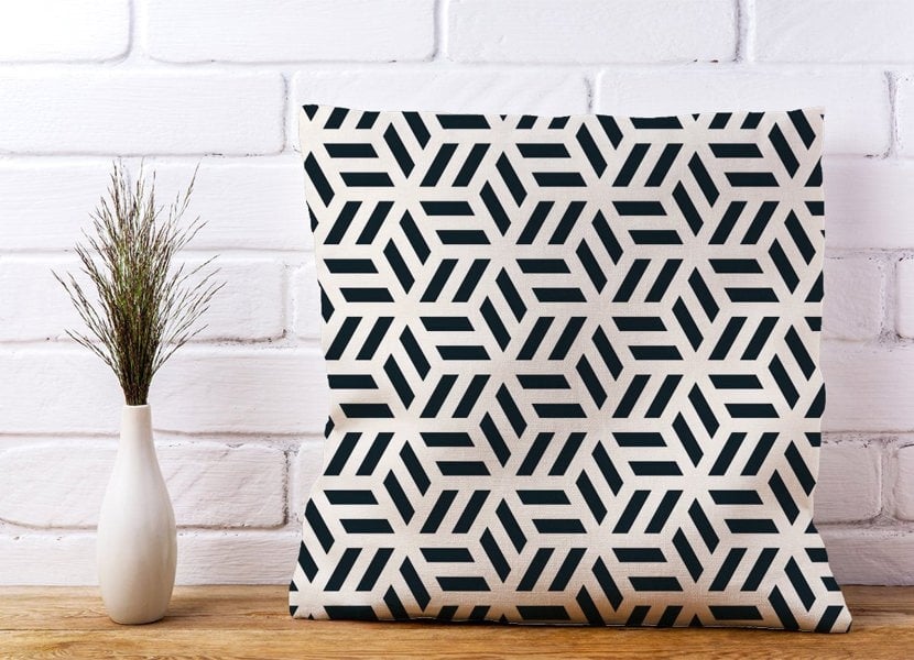 Warren Reed Geometric Monochrome Hexagonal Pattern Cushions