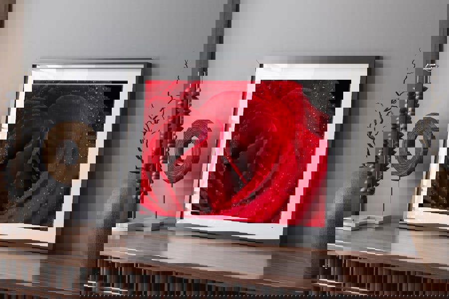 Red rose petals framed art print