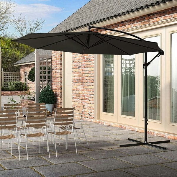 3M Black Sun Parasol Hanging Banana Umbrella Parasols Living and Home