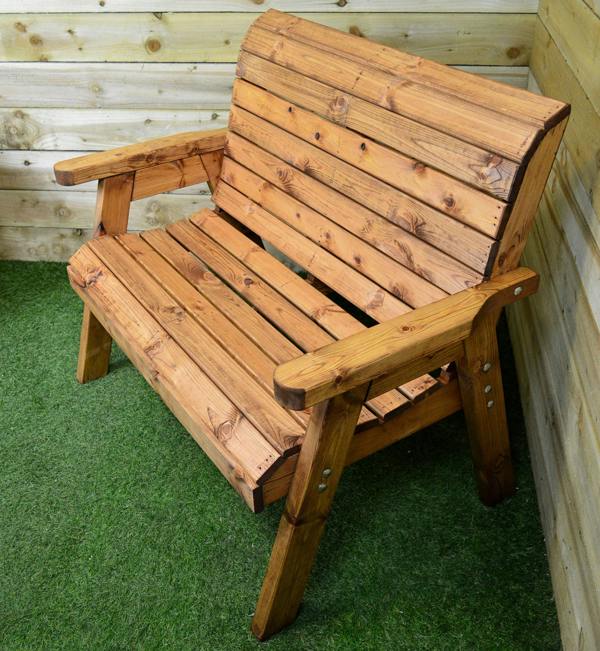 Samuel Alexander Charles Taylor Hand Made Traditional 2 Seater Chunky Rustic Wooden Garden Bench Furniture