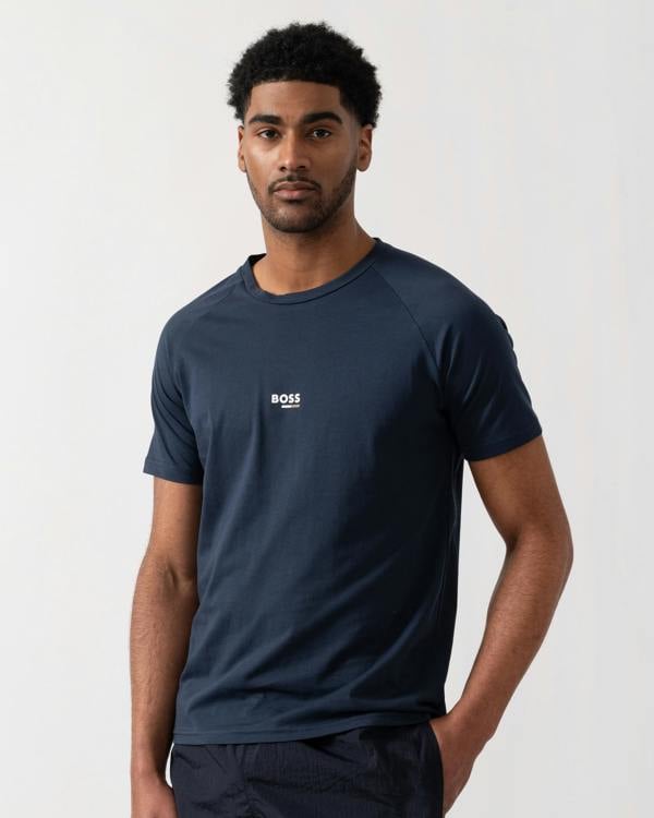 BOSS Orange Mens Slim Fit Beach T-Shirt - Navy 415