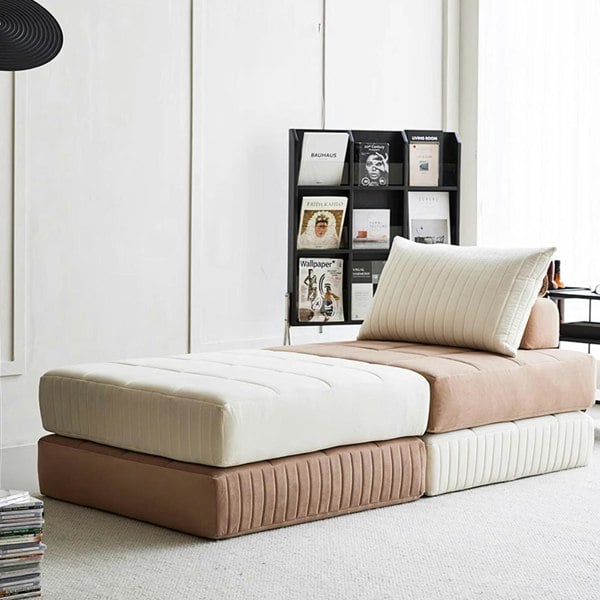 Detail view of Thorne Lazy Sofa Bed, Single Sofa Bed, Leathaire with sofa bed ottoman