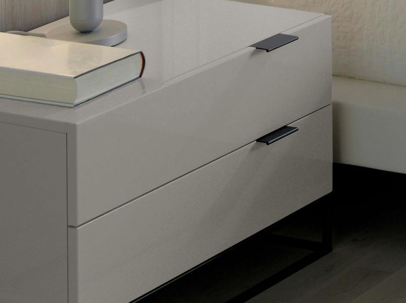 Angel Cerdá Bedside Table in Grey Wood and Black Steel 7004