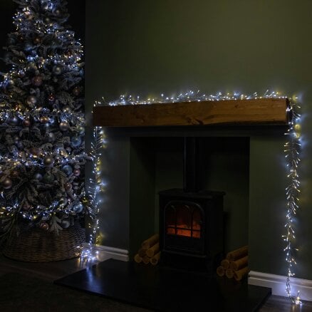 Samuel Alexander 12.4m 960 LED ClusterBrights Christmas Lights with Timer in Warm & Cool White Clear Cable