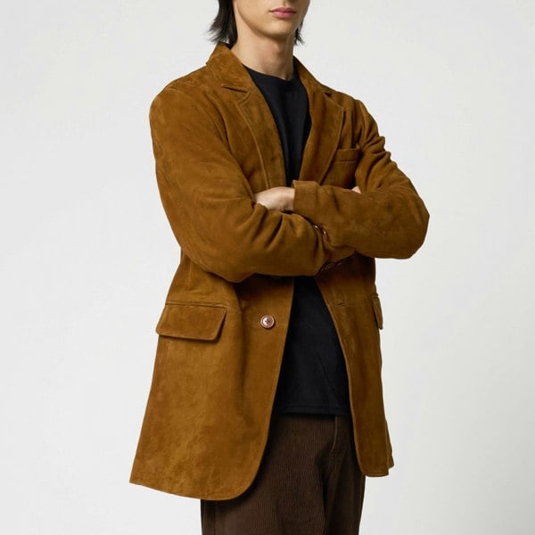 Barneys Originals Men's Tan Suede Blazer