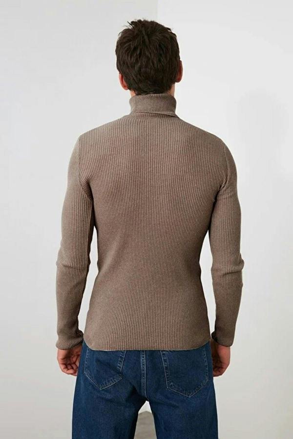 WOVCOR Slim Fit Turtleneck Ribbed Knit Men's Sweater