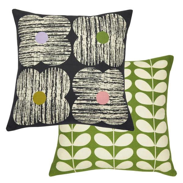 Orla Kiely Textured Flower Slate Filled Cushion 45x45cm