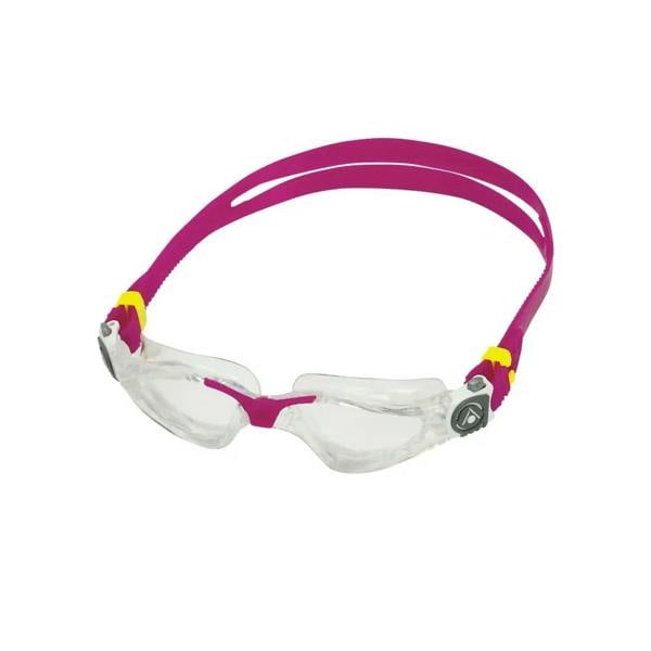 Aqua Sphere Kayenne ladies swim goggles with clear lenses, pink yellow straps, 180-degree visibility