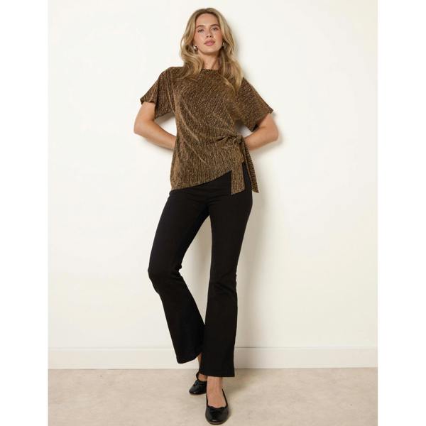 Blue Vanilla Side Tie Rhinestone Jacquard Top