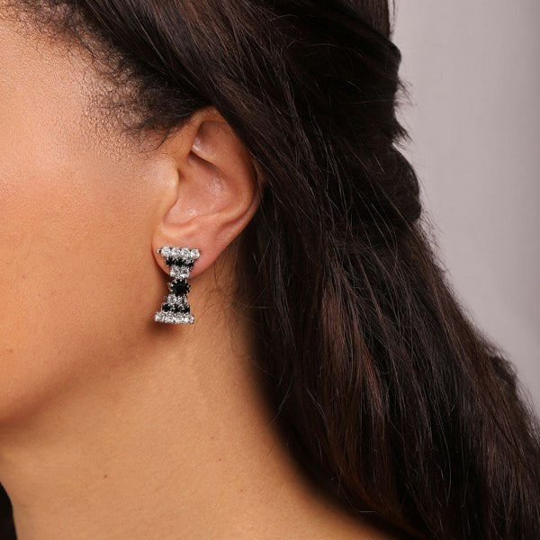 Gold Trip Vintage Black Crystal Bow Clip-On Earrings