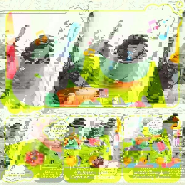 deAO Toys GREEN Kids Play Kitchen Set Pretend Cooking Toy