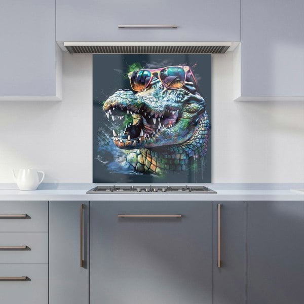 Warren Reed - Designer Crocodile In Glasses Splashart Kitchen Splashback