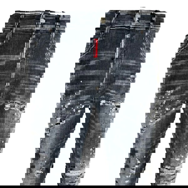 Dsquared2 Skater Jean Reinforced Ripped Paint Splatter Black Wash Jeans