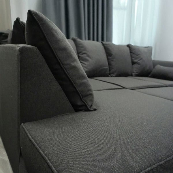 Furnishings For Less Chiswick Corner Sofa 4 Seater with Footstool - Silver Or Black