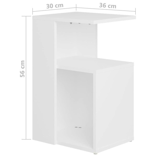 Berkfield Side Table White 36x30x56 cm Engineered Wood