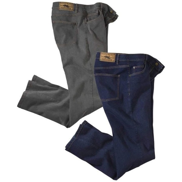 Atlas For Men Mens Stretch Regular Jeans (Pack of 2) - Grey/Blue