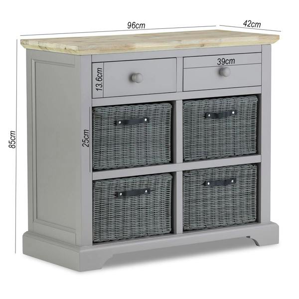 Statement Furniture Florence Sideboard with 2 Drawers and Removable Storage Baskets
