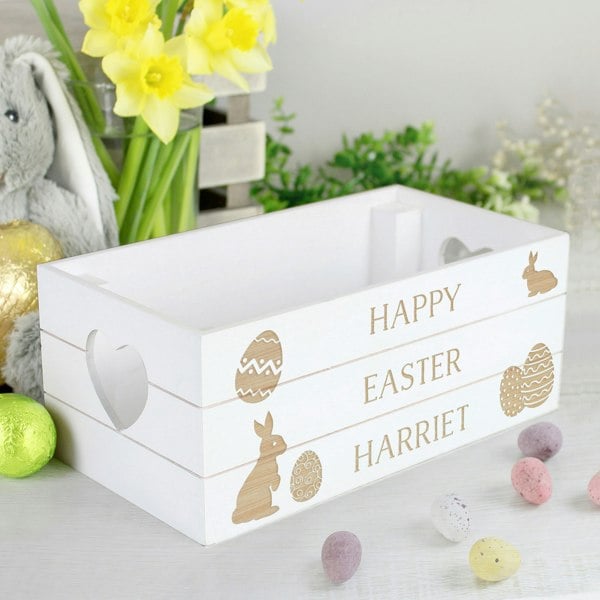 Personalised Memento Company Personalised Easter Bunny Small Wooden Crate