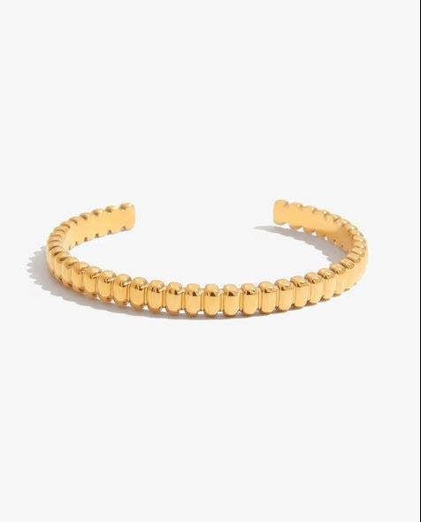 Elk & Bloom Chunky Beaded Ribbed Band 14K Gold Bangle