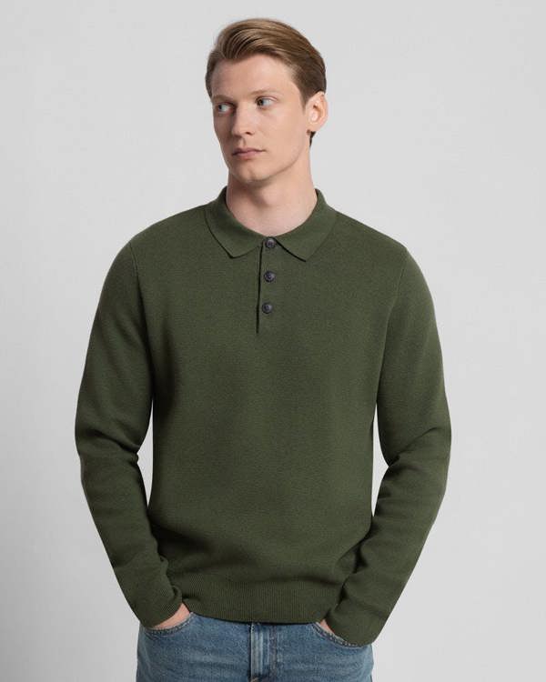 Steel & Jelly Heavy Milano Knit Long Sleeve Polo Shirt