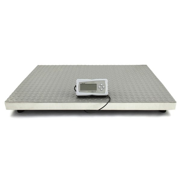 T-Mech 90cm x 60cm platform scales with a durable diamond-patterned stainless steel surface and digital display for accurate weighing
