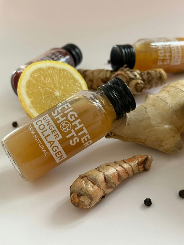 Fighter Shots Ginger + Marine Collagen 3,000mg, 6 or 12 x 60ml