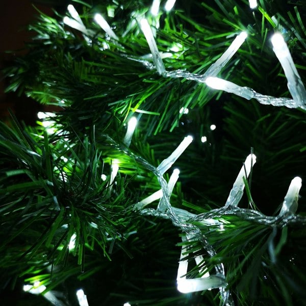 Samuel Alexander 1000 LED 25m Indoor Outdoor Christmas Multi Function Mains Operated String Lights with Timer & Clear Cable in Cool White