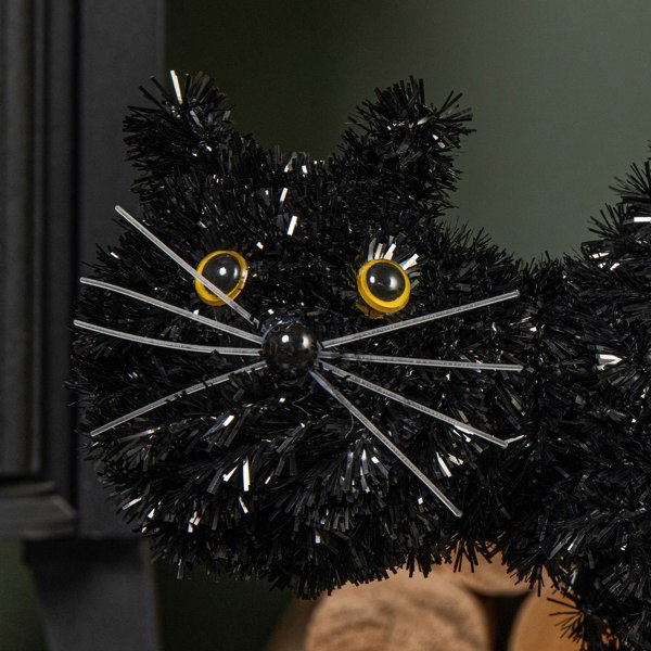 Samuel Alexander 42cm Black Scaredy Cat with Arched Back Halloween Decoration