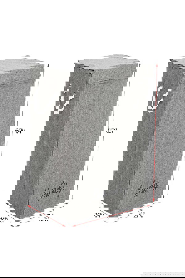 Living and Home 72L Cotton and Linen Waterproof Foldable Laundry Baskets Laundry Hamper with Lid and Rope Handles