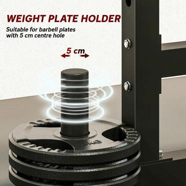 Adjustable Squat Rack with Plate Holders, 300 kg Load